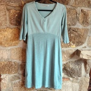 Woolrich Green 3/4 Roll Tab Sleeve V-Neck Knee Length A-Line Casual Dress Small